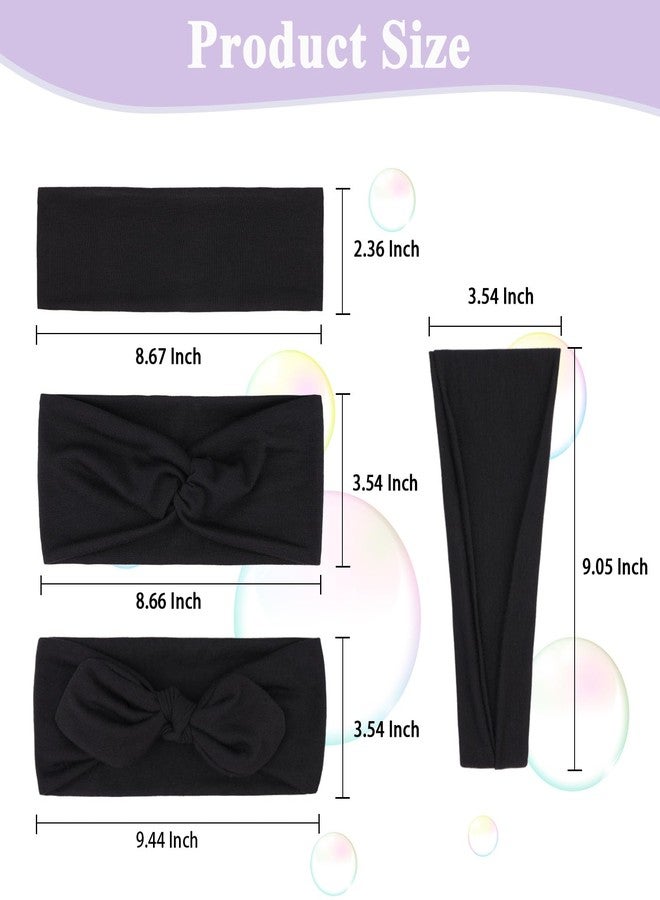 XTREND 4 Packs Black Headbands for Women ，Stretchy Anti-Slip Design Sweat Head Bands for Women’s Hair, One Set Multi Styles Fashion Headscarf For Women Yoga Workout Sports Every Day Basic Accessories - Image 2